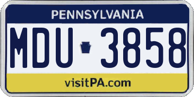 PA license plate MDU3858