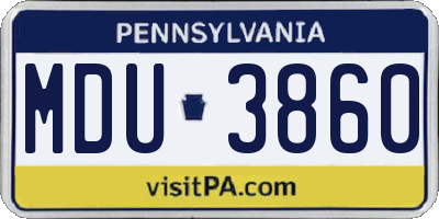PA license plate MDU3860