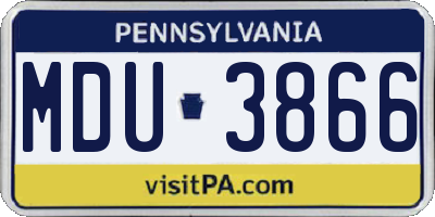 PA license plate MDU3866