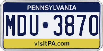 PA license plate MDU3870