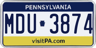 PA license plate MDU3874