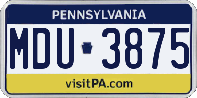 PA license plate MDU3875