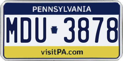 PA license plate MDU3878