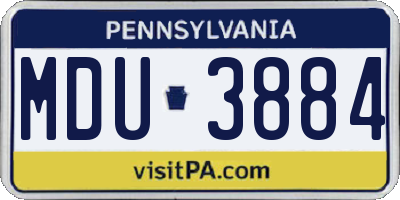 PA license plate MDU3884