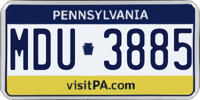 PA license plate MDU3885
