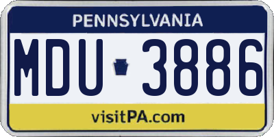 PA license plate MDU3886