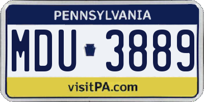 PA license plate MDU3889