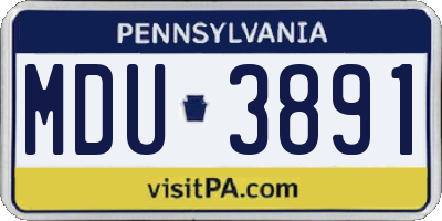 PA license plate MDU3891