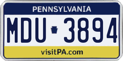 PA license plate MDU3894