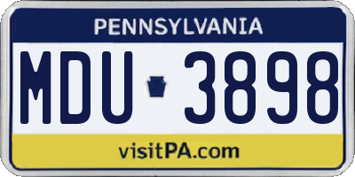 PA license plate MDU3898