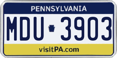 PA license plate MDU3903