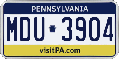 PA license plate MDU3904