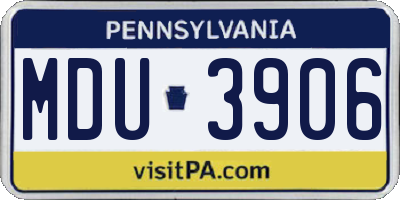 PA license plate MDU3906