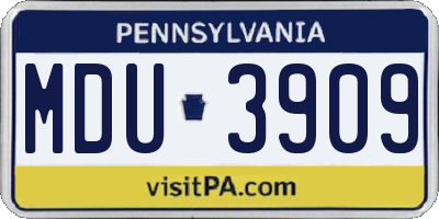 PA license plate MDU3909