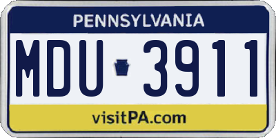 PA license plate MDU3911