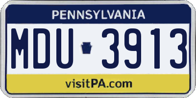 PA license plate MDU3913