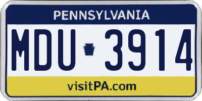 PA license plate MDU3914