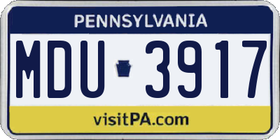 PA license plate MDU3917
