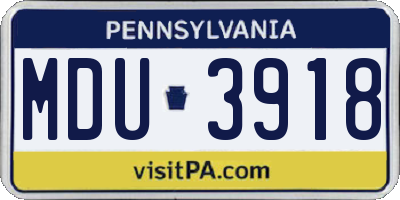 PA license plate MDU3918
