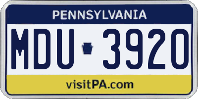 PA license plate MDU3920