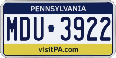 PA license plate MDU3922