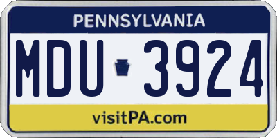 PA license plate MDU3924