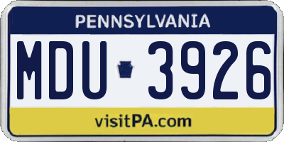 PA license plate MDU3926
