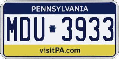 PA license plate MDU3933