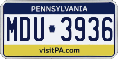 PA license plate MDU3936
