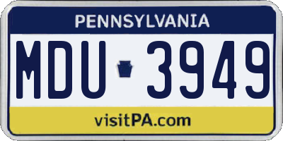 PA license plate MDU3949