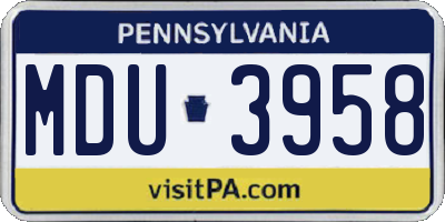 PA license plate MDU3958