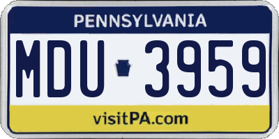 PA license plate MDU3959