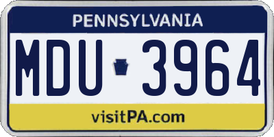 PA license plate MDU3964