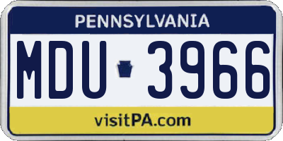PA license plate MDU3966