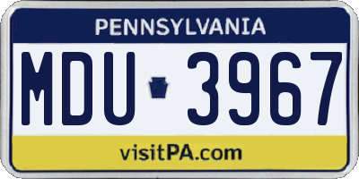 PA license plate MDU3967