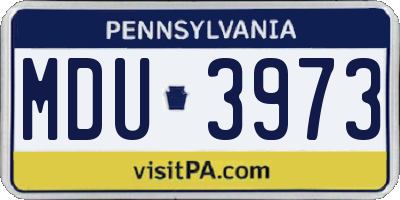 PA license plate MDU3973
