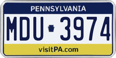 PA license plate MDU3974