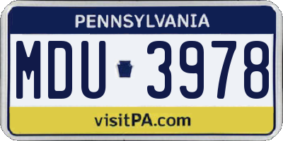 PA license plate MDU3978