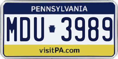 PA license plate MDU3989