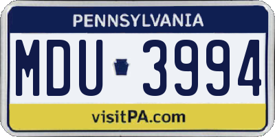 PA license plate MDU3994
