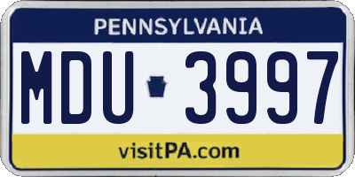 PA license plate MDU3997