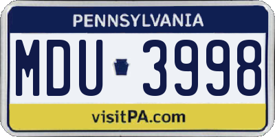 PA license plate MDU3998