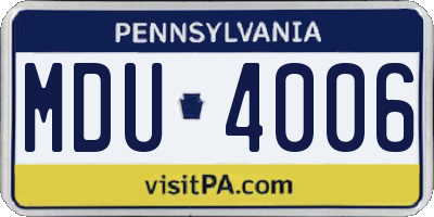PA license plate MDU4006