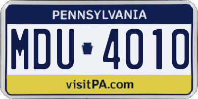 PA license plate MDU4010