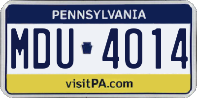 PA license plate MDU4014