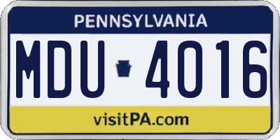 PA license plate MDU4016