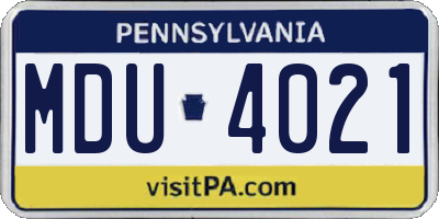 PA license plate MDU4021