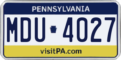 PA license plate MDU4027