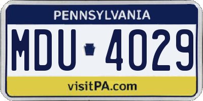PA license plate MDU4029
