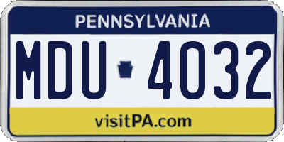 PA license plate MDU4032